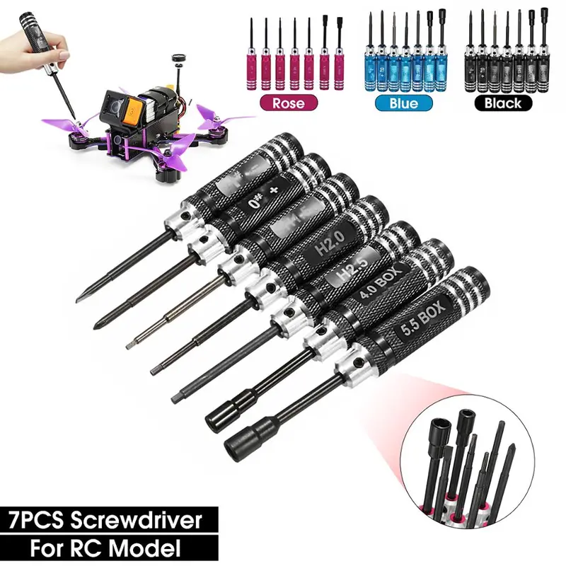 7Pcs 1.5/2/2.5/3/4/5.5Mm Diy Hexagonal Hex Screw Driver Tool Set Screwdriver For Rc Camera Drone Fpv Quadcopter Helicopter Diy 1