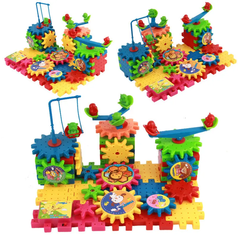 81Pcs/Set Electric Assembly Building Blocks Jigsaw Educational Toys For Children 3D Gears Model Building Kit Plastic Brick Gifts 1