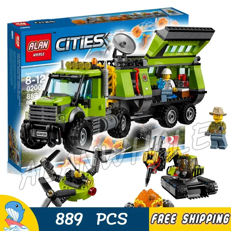 889Pcs City Volcano Exploration Mobile Base Mountain Geological Survey 02005 Figure Building Blocks Toys Compatible With Legoing 1