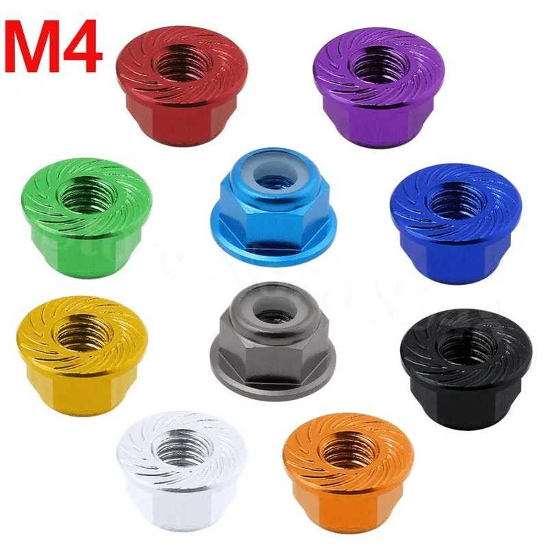 8Pcs Aluminum Flange M4 Lock Nuts Nylon Self-Tightening Hex Wheel Adapter Rc Car Parts Hardware 1