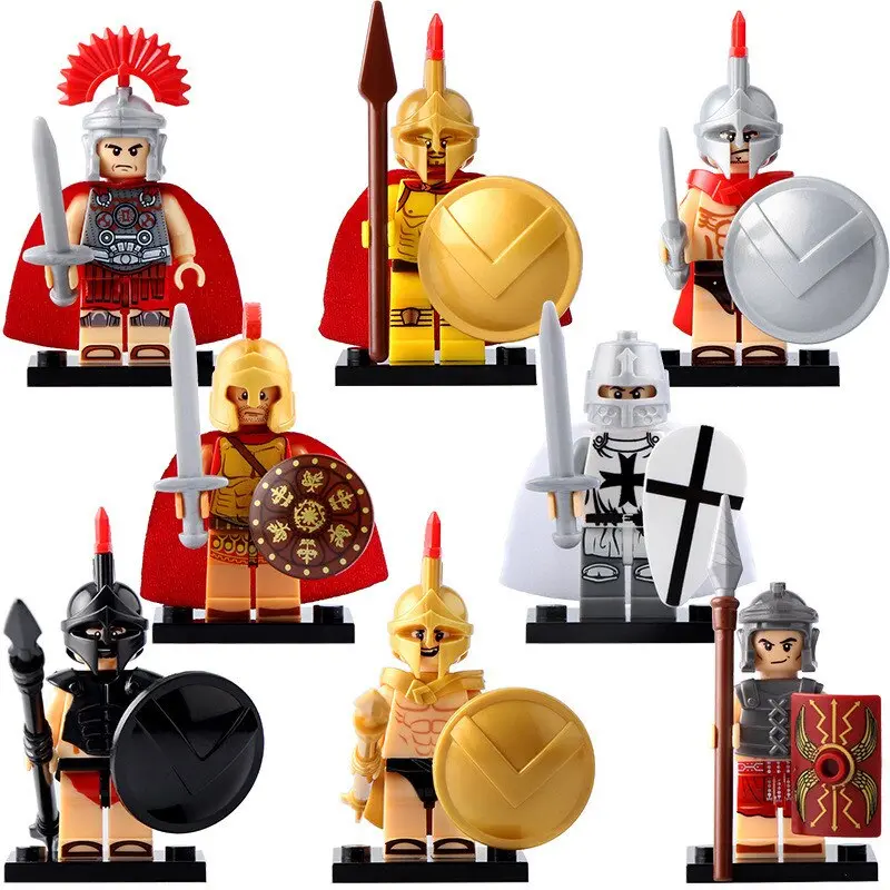 8Pcs/Set Spartan Warriors Roman Crusader Puzzle Legoed Assembling Building Blocks Kit Toys Kids Gifts 1