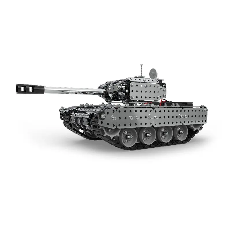 952Pcs 2.4G Rc Military Tank Diy Assembly Set Stainless Steel Remote Control Model Toy Built-In 3.7V 300Mah Lithium Battery 2