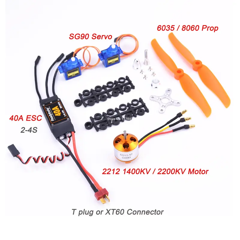 A2212 2212 1400Kv / 2200Kv Brushless Motor 40A Esc 6035 / 8060 Propeller Sg90 9G Micro Servo For Rc Fixed Wing Plane Helicopter 1
