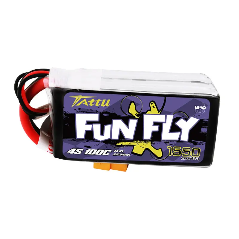 Ace Tattu Funfly 1300Mah 1550Mah 4S 14.8V 100C Lipo Battery With Xt60 Plug For Fpv 250 230 210 180 Size Drone 1