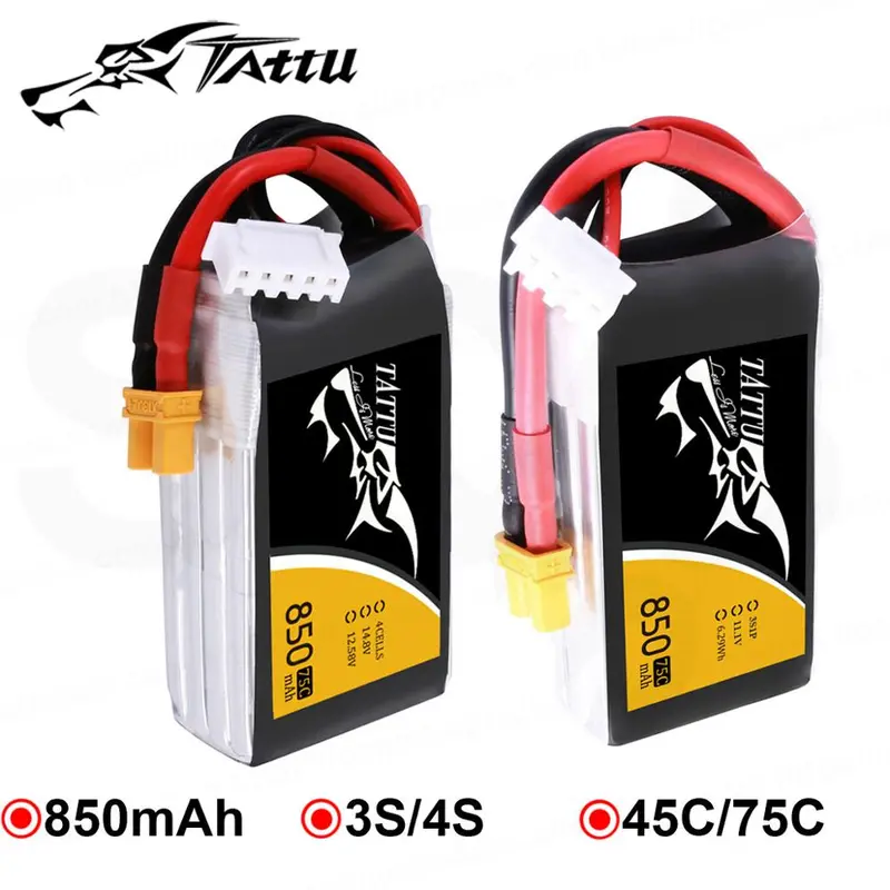 Ace Tattu Lipo Rechargeable Battery 850Mah 75C 45C 3S 4S 1P For Rc Fpv Racing Drone Quadcopter 1