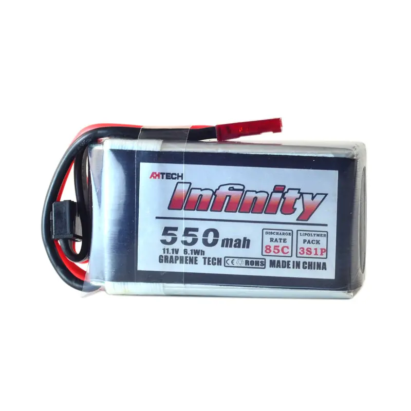 Ahtech Infinity 550Mah 85C 3S 11.1V Lipo Battery 18 Silicone Line Jst Plug For Rc Drone Fpv Racing 1