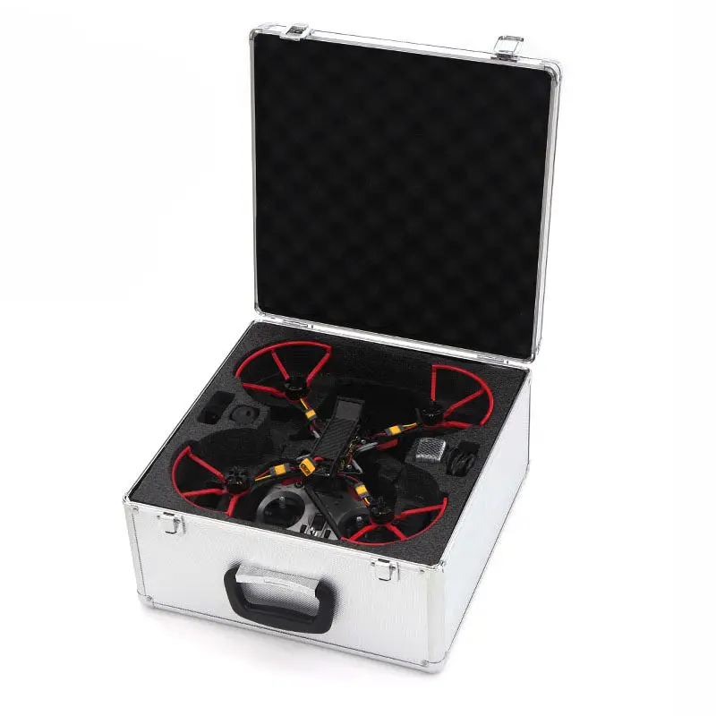 Aluminum Hard Tool Box Carrying Case Foam Portable For 250Mm Fpv Racing Drone W/ Propeller Protection Ring Radiolink T8fb Flysky I6 I6x I6s Remote Control Transmitter 1