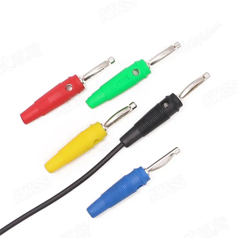 Amass 5 Colors 4Mm Nickel Plated Copper Banana Plug Connector With Pvc Rubber Sheath 1