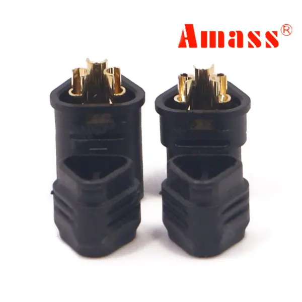 Amass Mt30 2Mm Banana Plug Three-Hole Connector Black Male & Female 1 Pair 1
