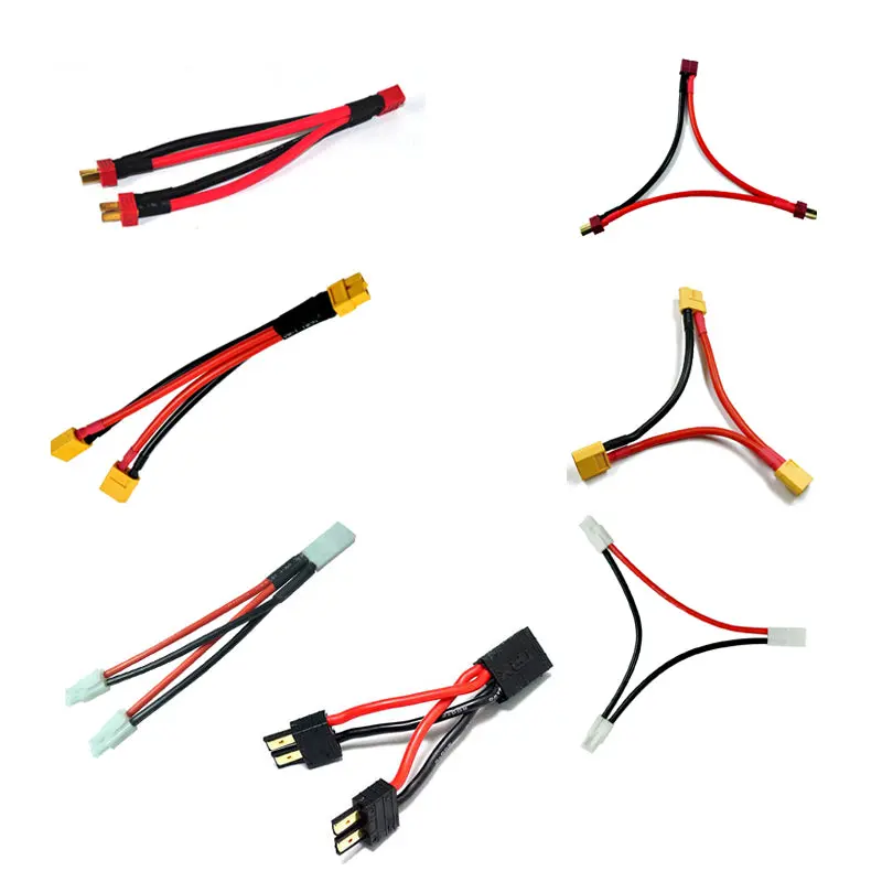 Amass T Xt60 Tamiya Trx Xt90 Ec3 Ec5 Plug Parallel Series One Female To 2 Male Leads 12Awg Silicone Wire Deans For Lipo Battery 1