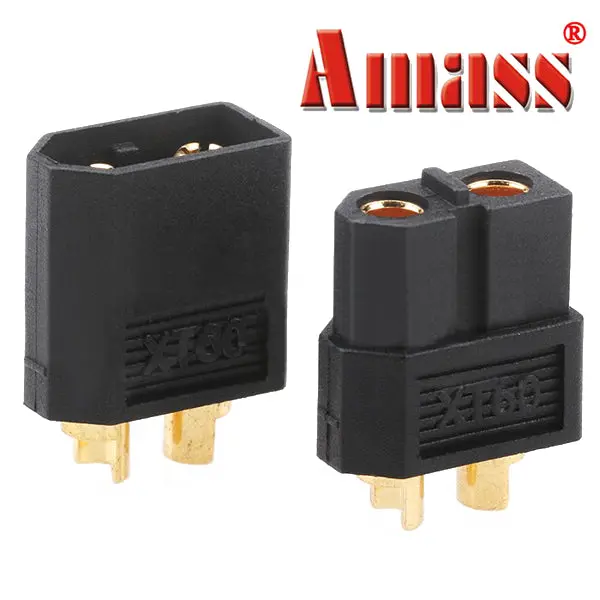 Amass Xt60 Bullet Connector Plugs For Rc Battery Motor Black 1