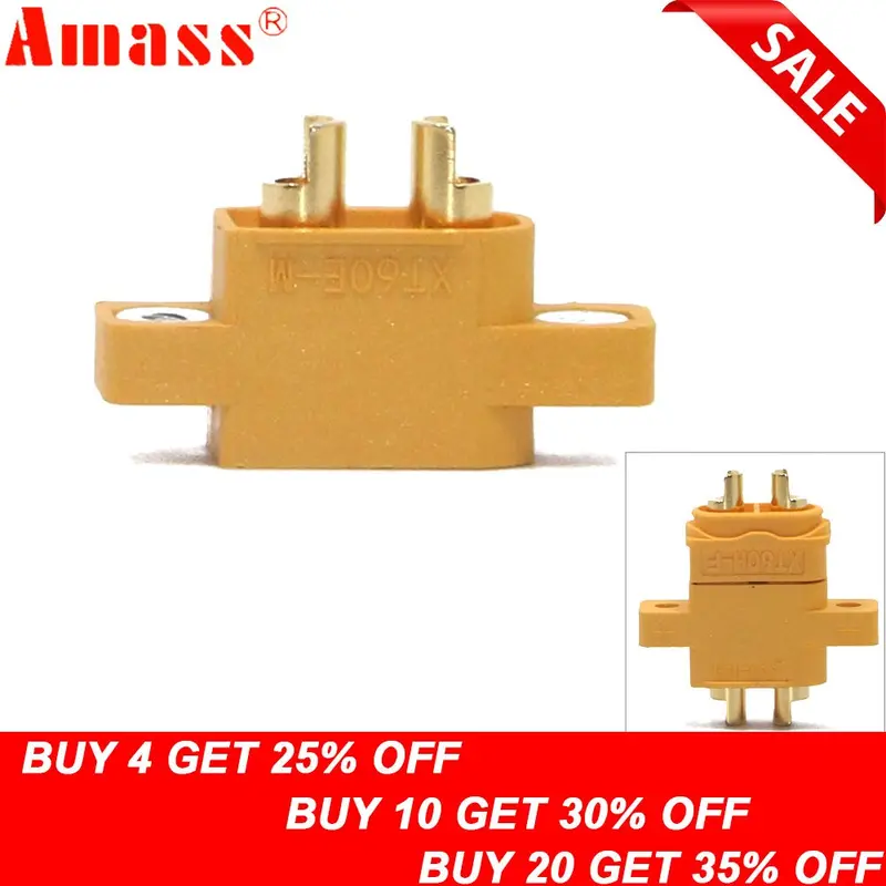 Amass Xt60e-M Mountable Xt60 Male Plug Connector 4.23G For Racing Models Multicopter Fixed Board Diy Spare Part 1
