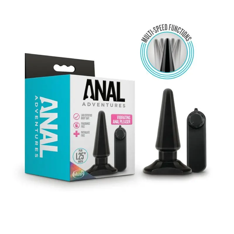 Anal Adventures Basic Vibrating Anal Pleaser W Remote - Black 1