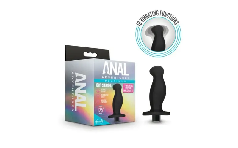 Anal Adventures Platinum Silicone Prostate Massager 02-Black. 1