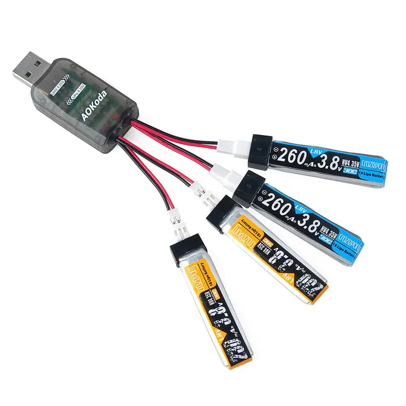 Aokoda Cx405 4Ch Micro Usb Battery Charger For 1S E010 Tiny Whoop Lipo Lihv Battery 1