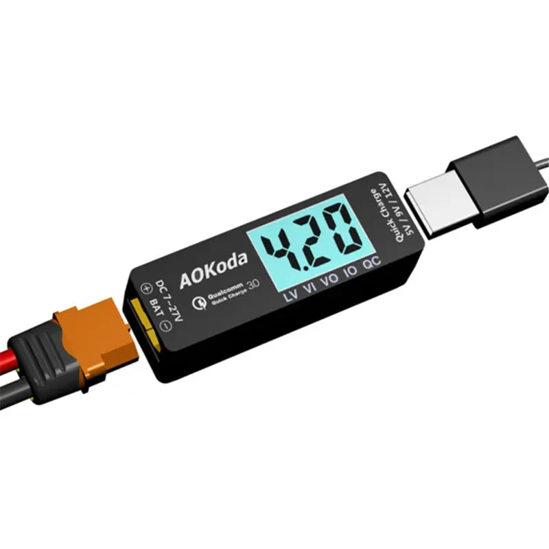 Aokoda Lipo To Usb Power Converter Qc3.0 Adapter Quick Charger For Smartphone Tablet Pc Lipo Battery Tester Indicator Rc Models 1