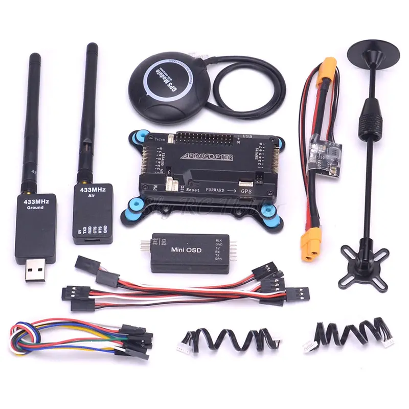 Apm2.8 Apm 2.8 Flight Controller Board W/ Shock Absorber M8n Gps With Compass Power Module Mini Osd Module 433 / 915 Telemetry 1