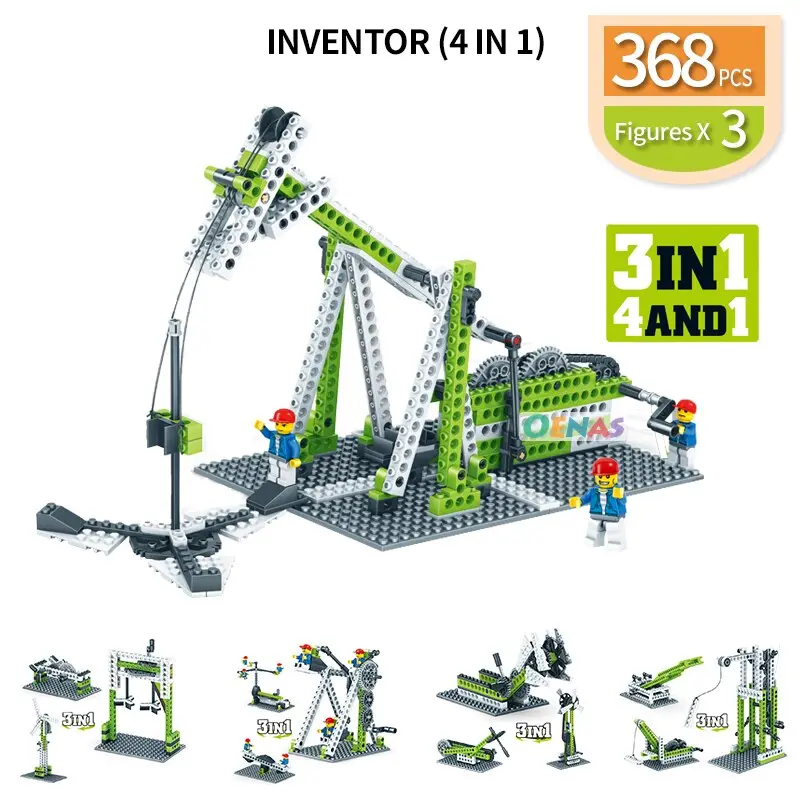 Assembled Inventor Windmill Technic Compatible Legoeg Building Blocks Blender Crane Kids Tecahing Toys 3In1 Children Kit Gift 1