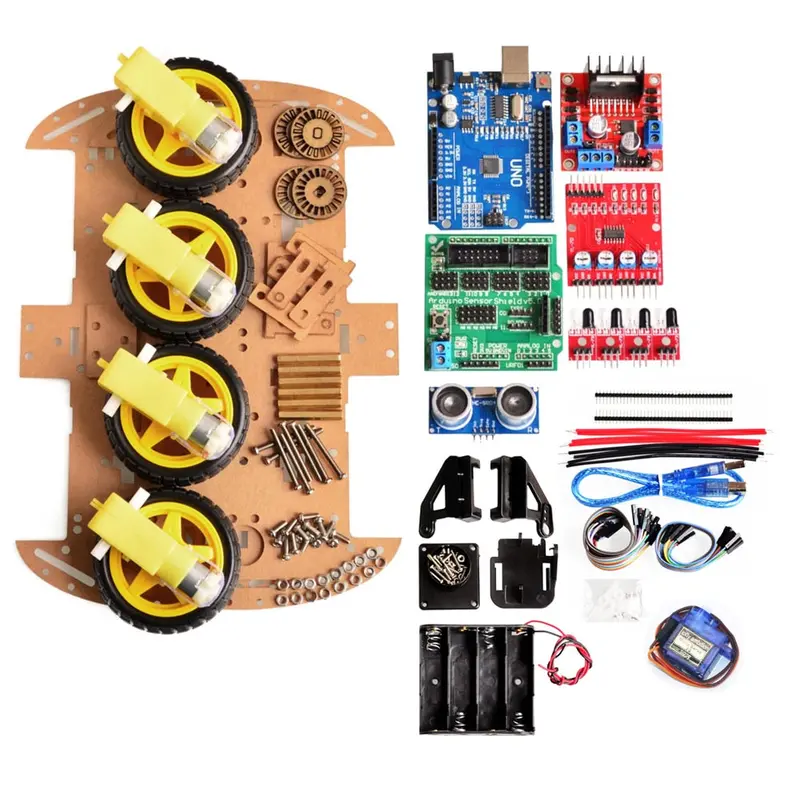 Avoidance Tracking Motor Smart Robot Car Chassis Kit Speed Encoder Battery Box 4Wd Ultrasonic Module For Arduino Kit 1