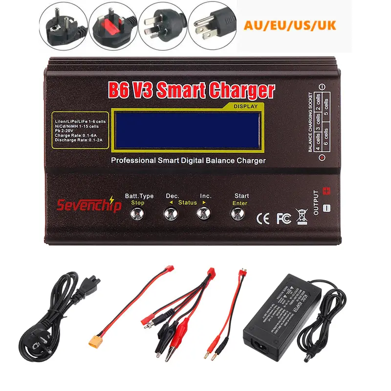 B6 V3 80W 6A Lipo Battery Balance Charger Discharger Upgrade Version With Power Supply Adapter 1