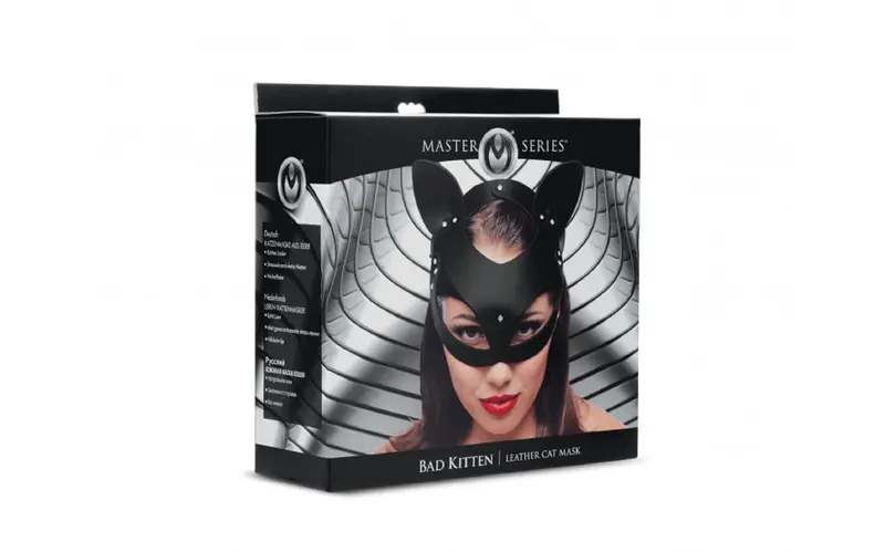 Bad Kitten Leather Cat Mask - Black. 1