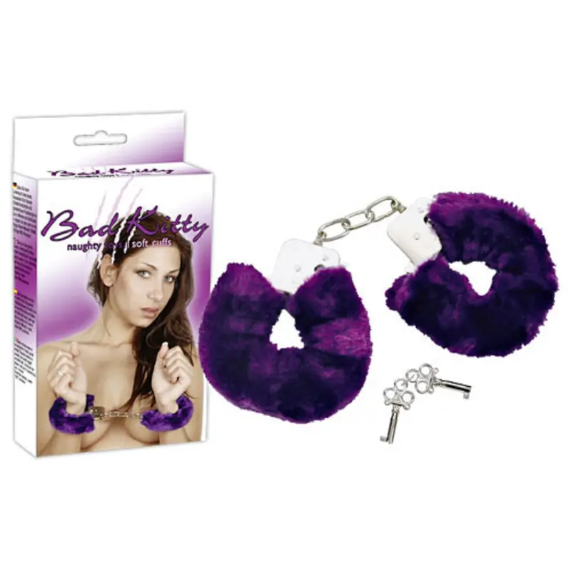 Bad Kitty White Box Furry Handcuffs Purple. 1