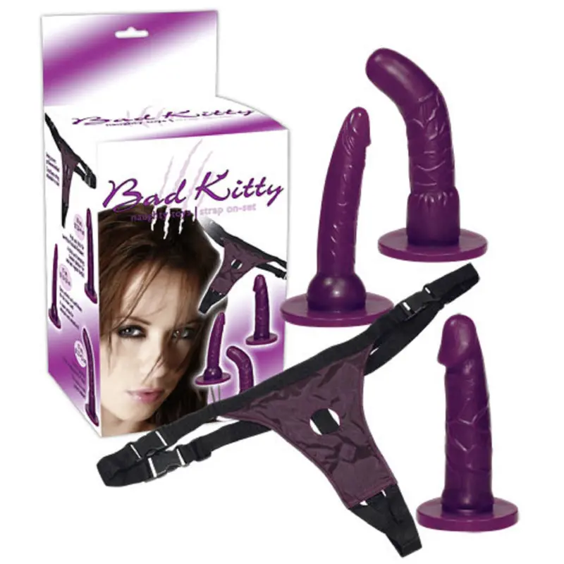 Bad Kitty White Box Strap On Purple Dildo. 1