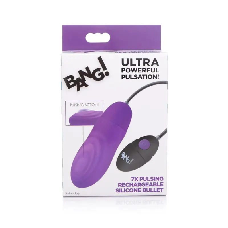 Bang! 7X Pulsing Rechargeable Bullet- Purple. 1
