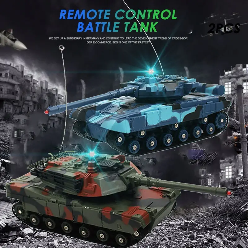 Battle Tank Rc Tank Car Remote Control Tank 2Pcs Multicolor Beginning Ability Decor Outdoors Rotatable Rc Toy Car Toy Tank Toy 1