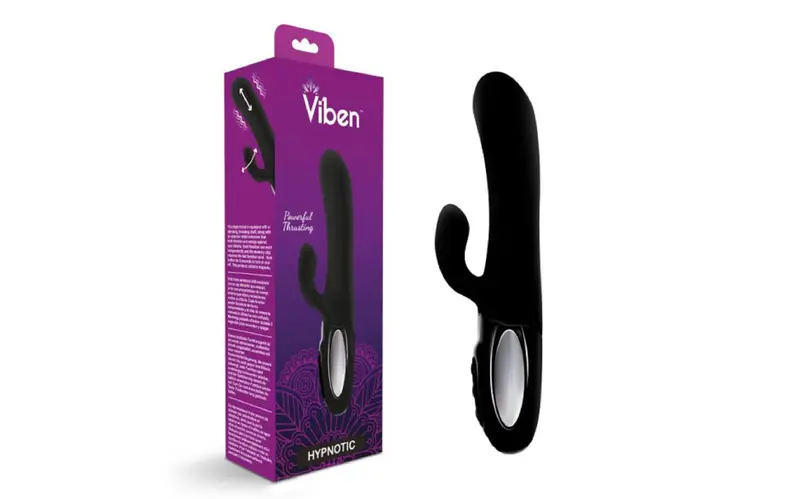Black Viben Hypnotic Thrusting Rabbit Vibe W Swinging Clit Stim. 1
