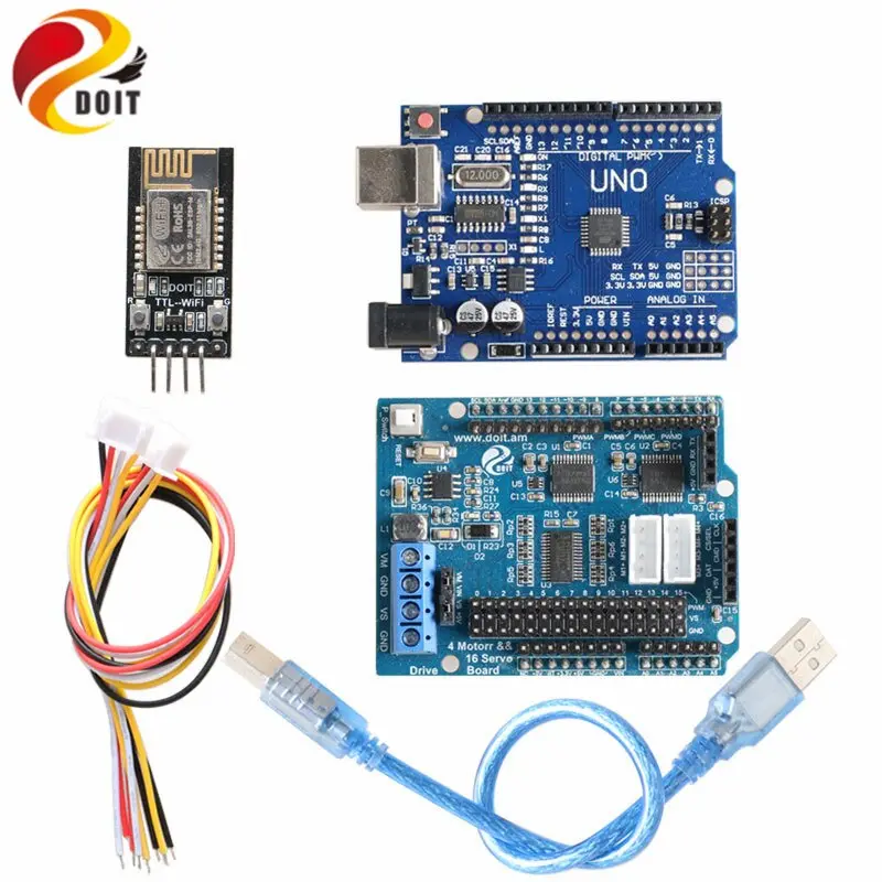 Bluetooth, Wifi, Handle Robot Car Arm Controller Kit For Arduino With Uno R3, Motor Driver Board, Wifi Module, Bluetooth Module 1