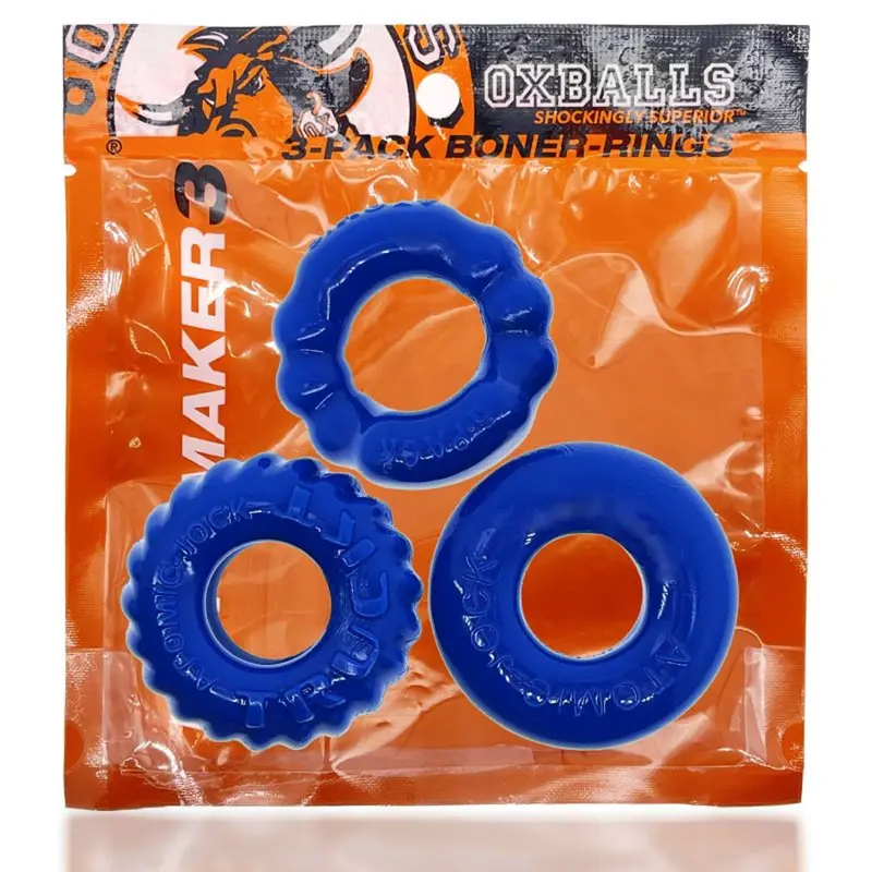 Bonemaker 3 Pc Cockring Set Pool Blue. 1