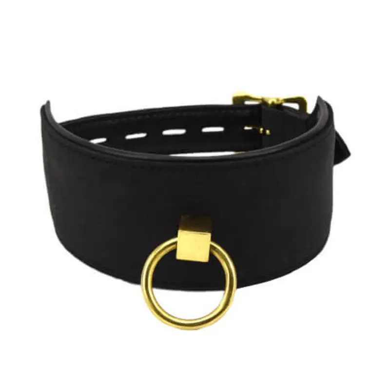 Bound Noir Black Leather Collar With O Ring. 1