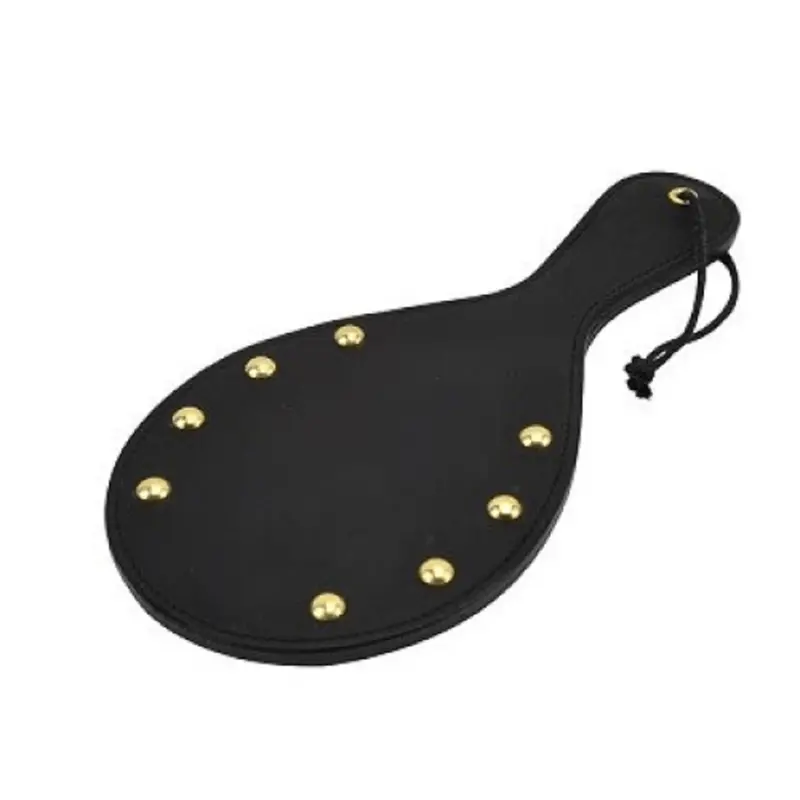 Bound Noir Nubuck Brass Stud Leather Paddle. 1