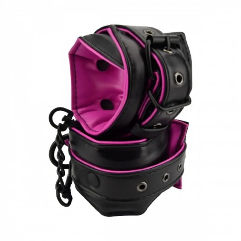 Bound To Please Ankle Cuffs Pink & Black. 1