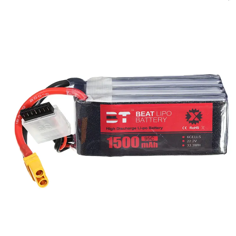 Bt 22.2V 1500Mah 95C 6S Lipo Battery Xt60 Plug For Rc Racing Drone 1