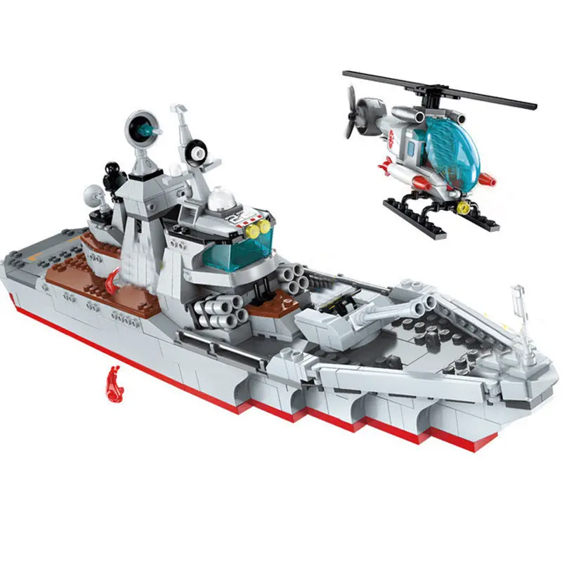 Building Blocks Navy Battleship Military Battle Destroyer Attack Ship Boy Girl Legoinges Toy Christmas Gift 1