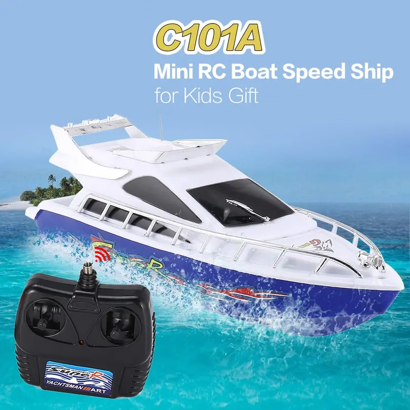 C101a Mini Radio Remote Control Rc High Speed Racing Boat Speed Ship For Kids Children Gift Present Toy Simulation Model 1