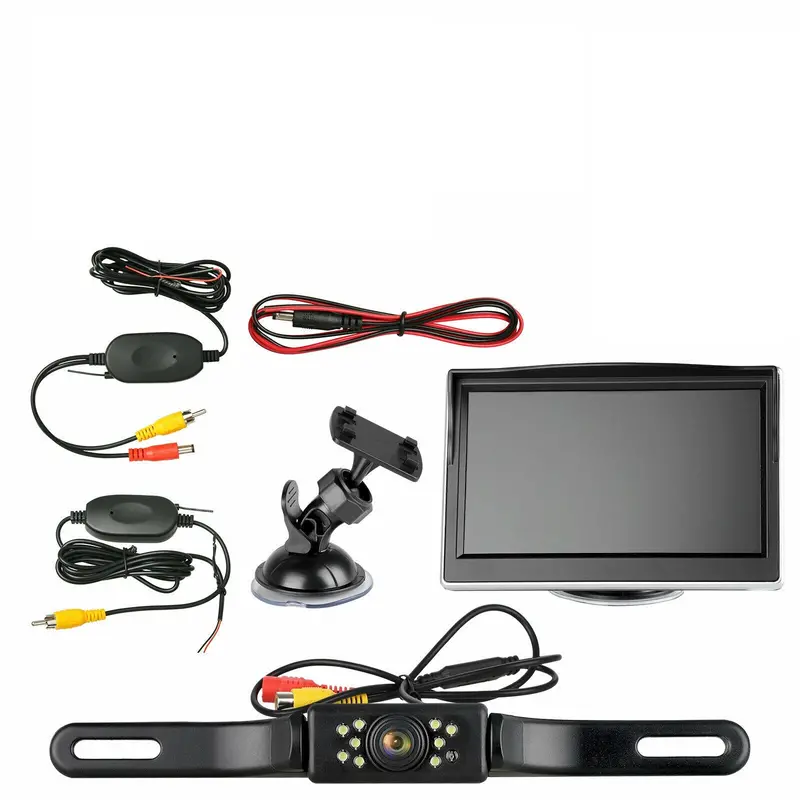 Camara De Reversa Vision Nocturna Con Monitor Para Autos 1