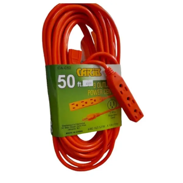 Carib 50Ft 3 Outlet Power Extension Cord Ca-C52 1