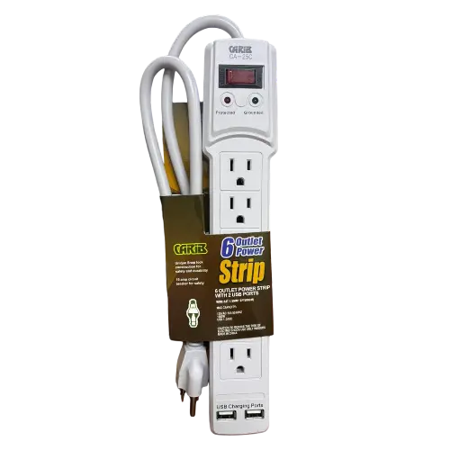 Carib 6 Outlet Power Strip With 2 Usb Ports 1