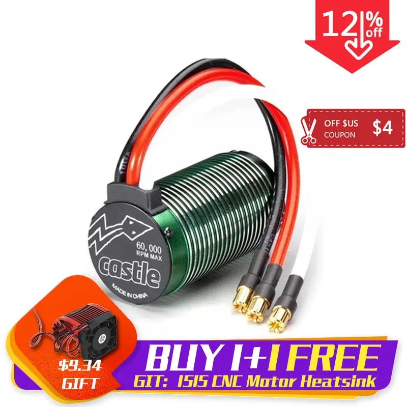 Castle 1515 42Mm Brushless 2200Kv Violence Monster Motor For 1/8 Rc Car Off-Road Truck Buggy Xray Losi Hsp Hpi 1