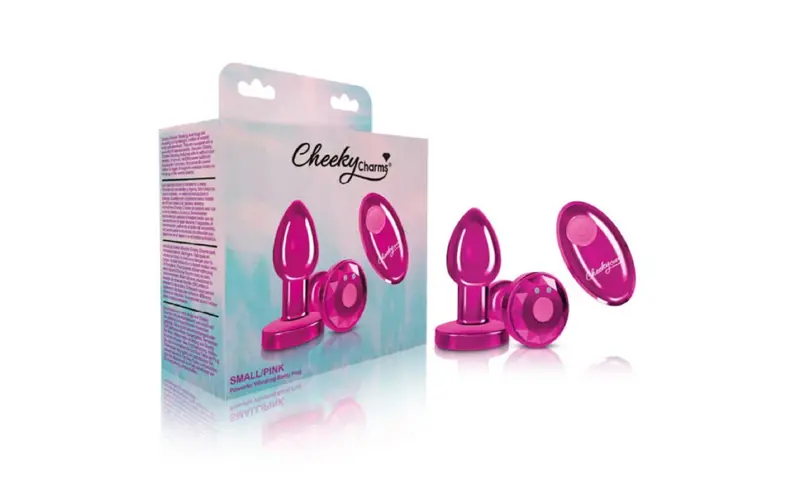 Cheeky Charms Pink Rechargeable Vibrating Metal Butt Plug W Remote Small. 1