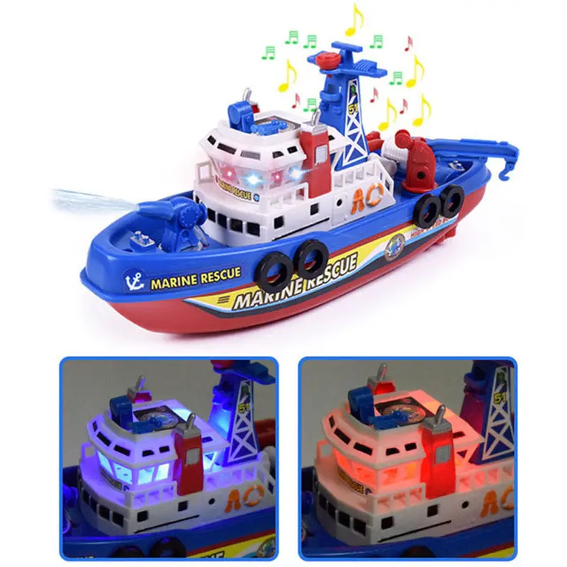 Children Electric High Speed Music Light Boat Marine Rescue Model Fireboat Toys For Boys Water Spray Fire Boat Educational Toy 1