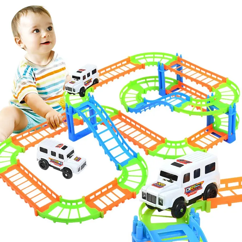 Children Put Together Small Road Cars With Small Fire Car Toys Train Model Train Car For Kids Cars For Kids 1