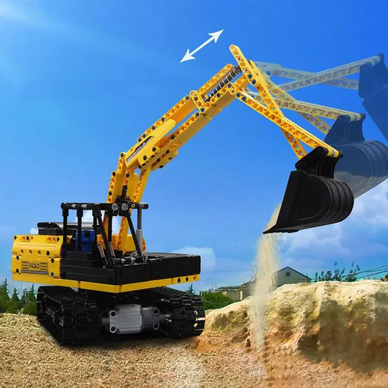 Children's Crawler Excavator Mechanical Engineering Small Particles Assembled Building Blocks Electric Remote Control Toy Car 1