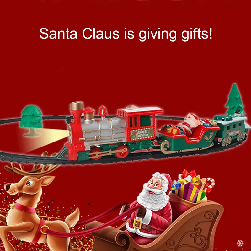 Children's Toy Christmas Track Small Train Toy Electric Christmas Train Simulation Classic Power Rc Track Train Set Holiday Gift 1