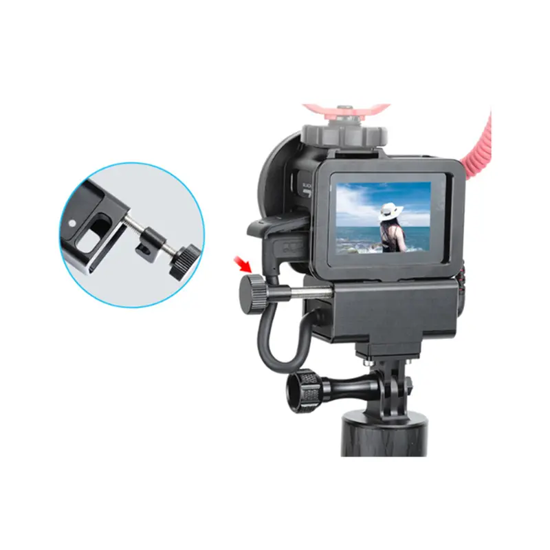 Cnc Aluminum Camera Protective Case 1/4 Screw Holefor Gopro 5/6/7 External Audio Microphone Adapter 1