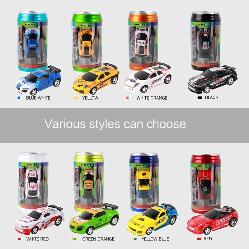 Colorful Mini Coke-Themed RC Car – 4-Frequency Micro Racing Toy for Boys