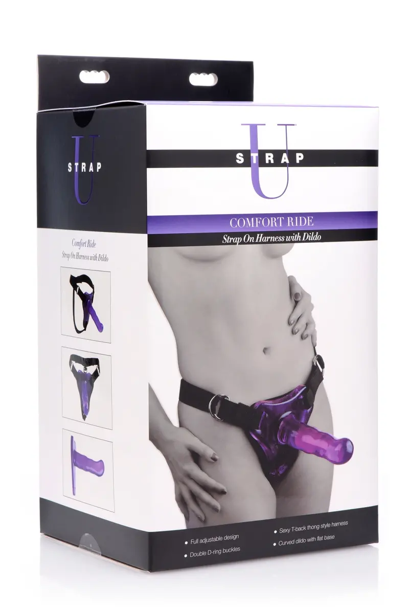 Comfort Ride Strap On Harness With Purple Dildo. 1